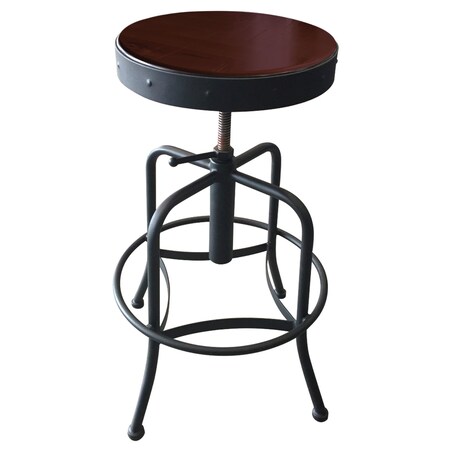 Holland Bar Stool Co Adjustable Stool, Black Wrinkle, Dark Cherry Distressed Hardwood Seat 910BWDC